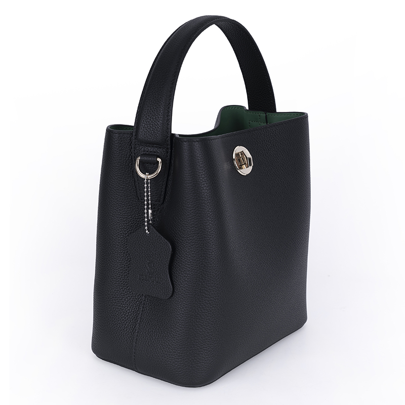 Black Textured Bucket Bag