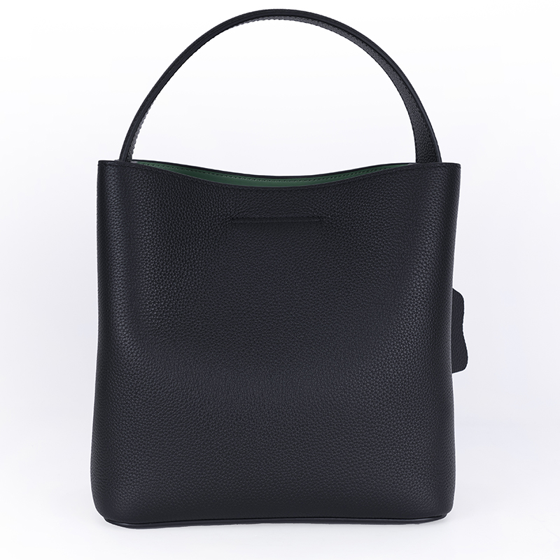 Black Textured Bucket Bag