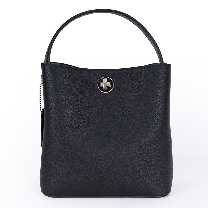 Black Textured Bucket Bag