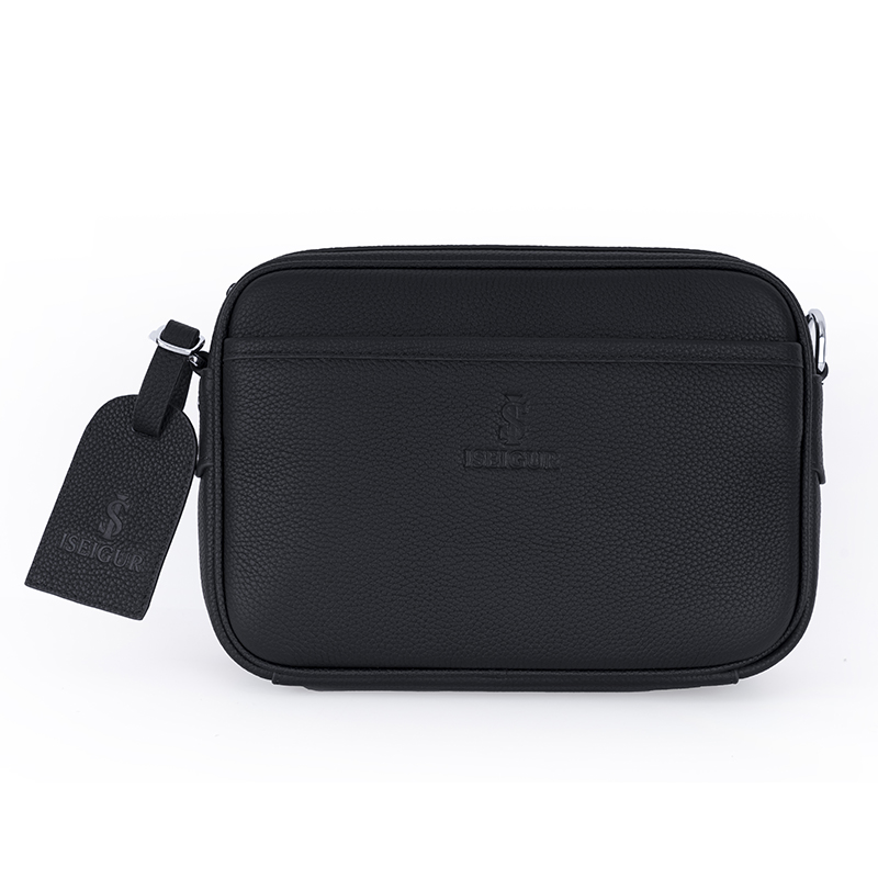 Men's Black Textured Crossbody Bag