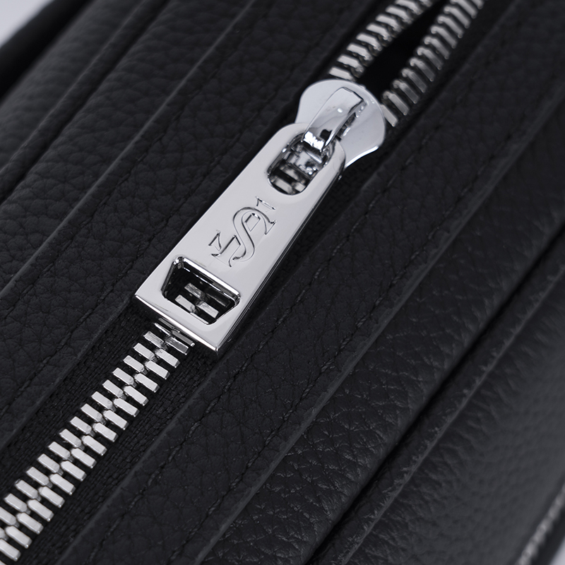 Men's Black Textured Crossbody Bag