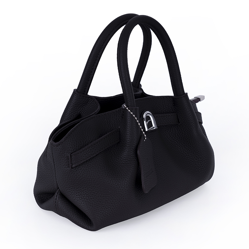 Obsidian Black Lychee-Textured Handbag