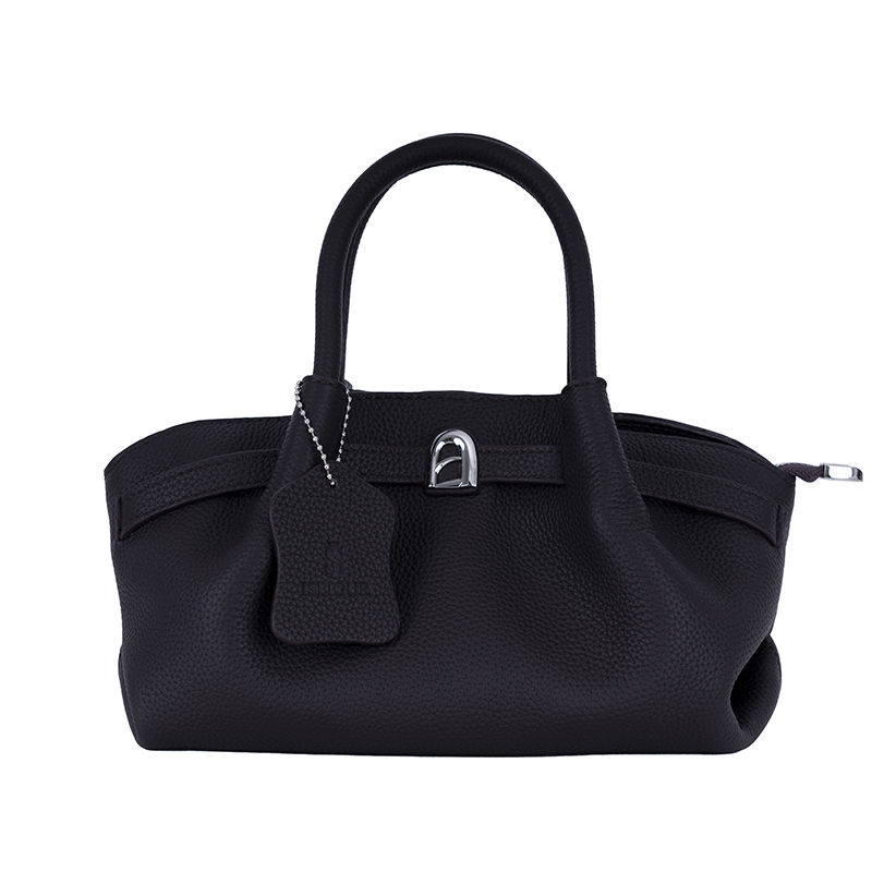 Obsidian Black Lychee-Textured Handbag