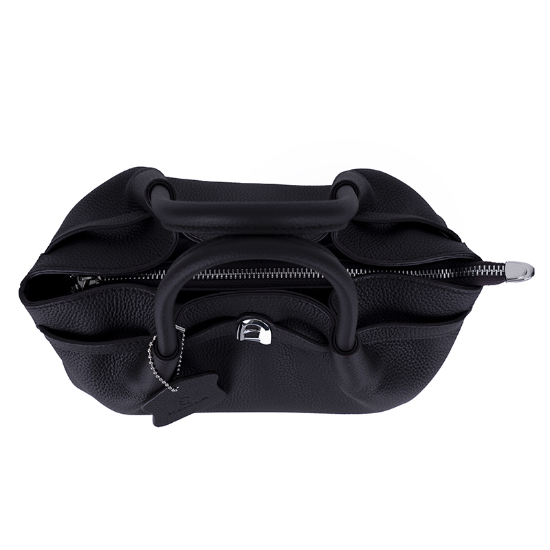Obsidian Black Lychee-Textured Handbag