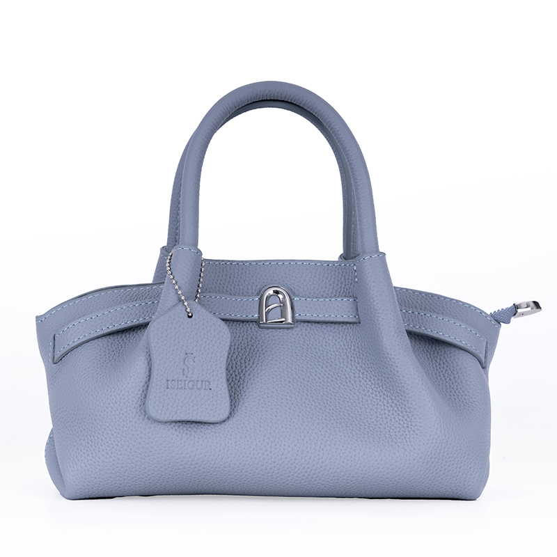 Mist Blue Lychee-Textured Handbag