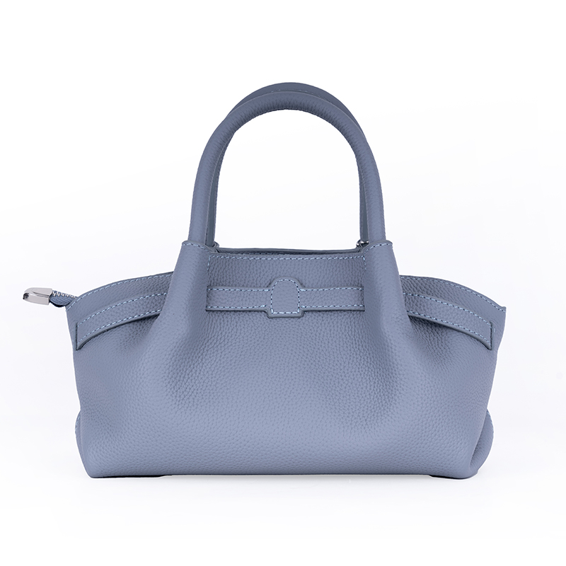Mist Blue Lychee-Textured Handbag