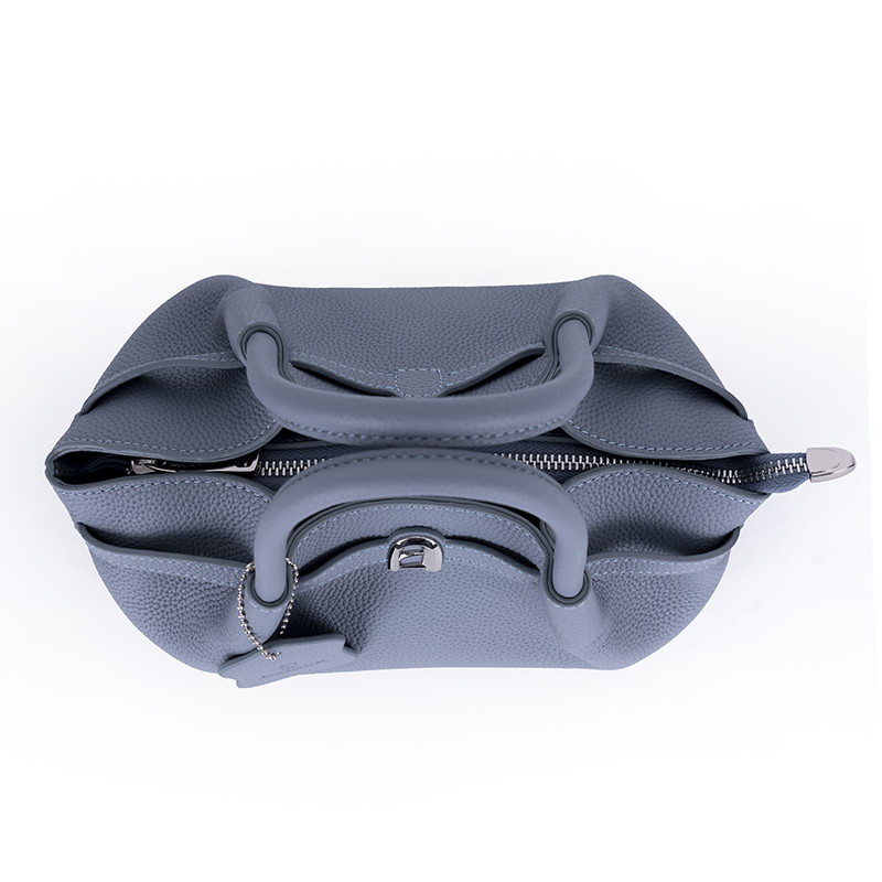 Mist Blue Lychee-Textured Handbag