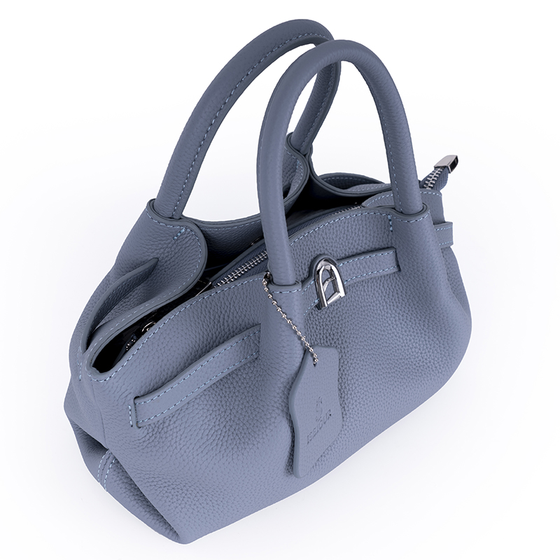 Mist Blue Lychee-Textured Handbag