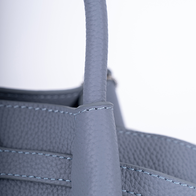 Mist Blue Lychee-Textured Handbag