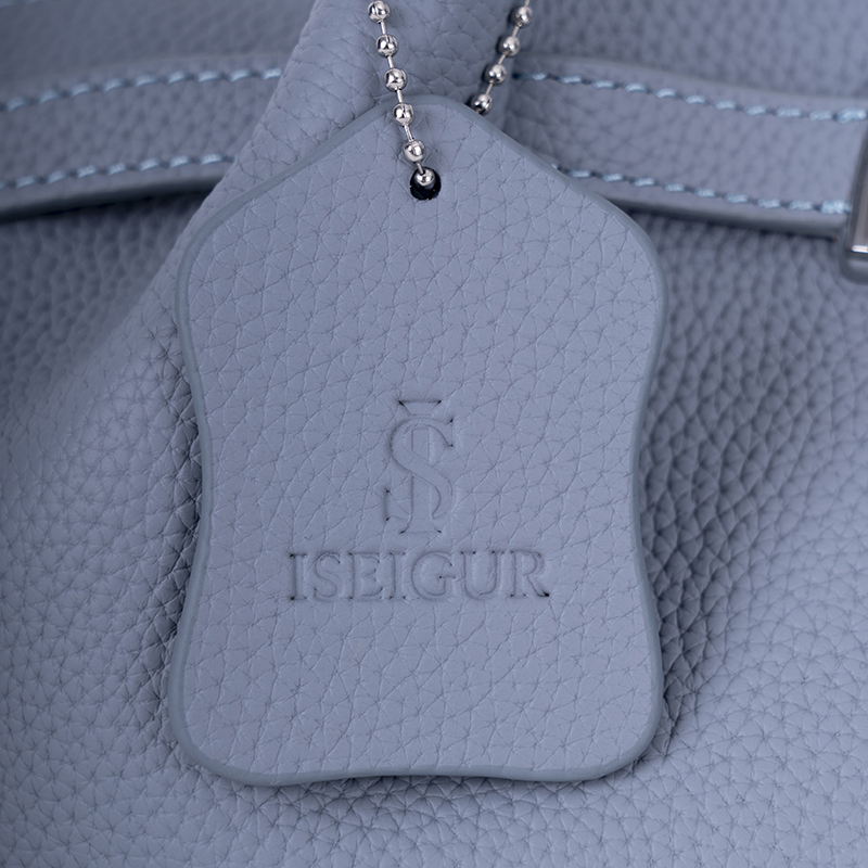 Mist Blue Lychee-Textured Handbag