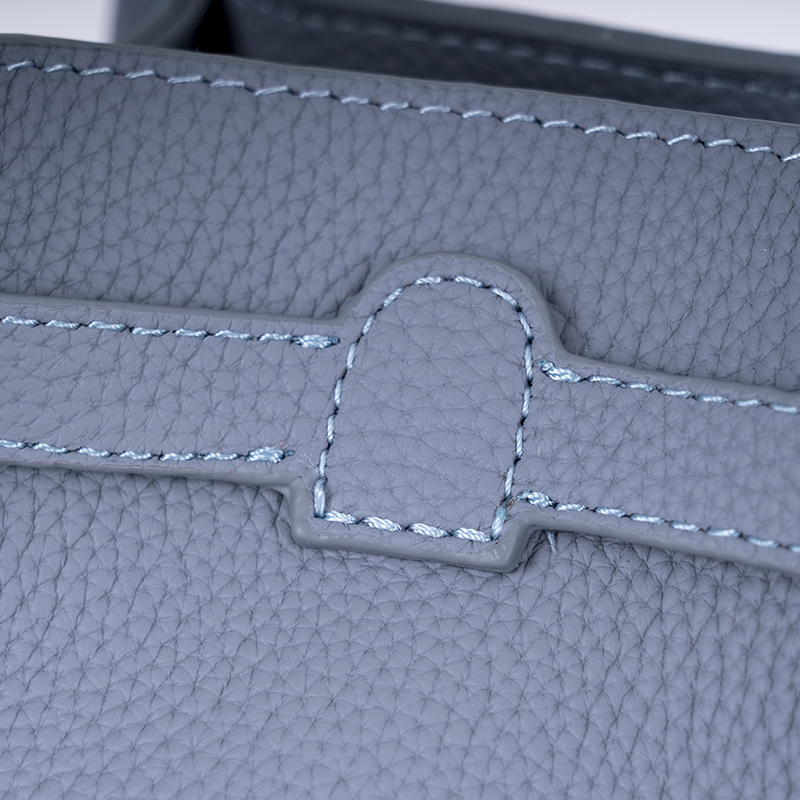 Mist Blue Lychee-Textured Handbag