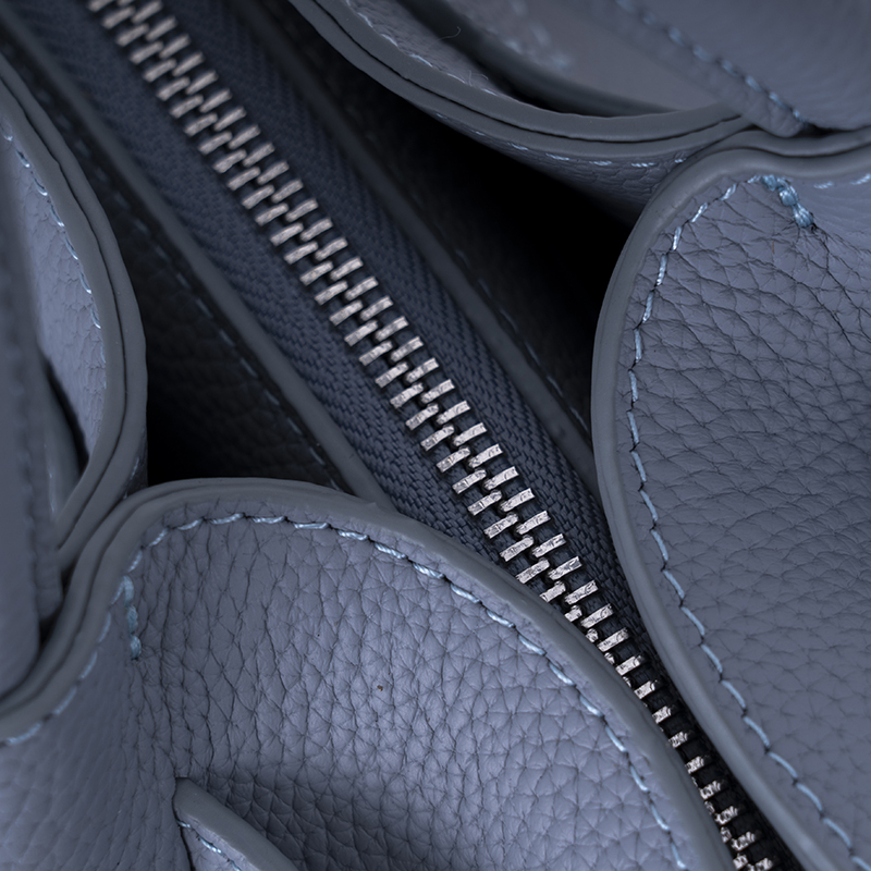 Mist Blue Lychee-Textured Handbag