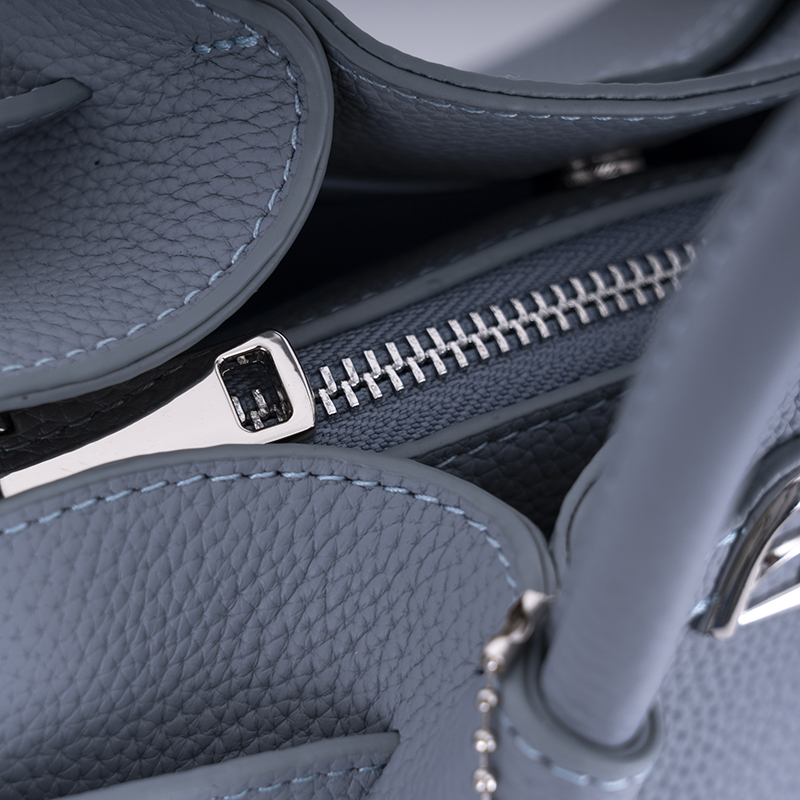 Mist Blue Lychee-Textured Handbag