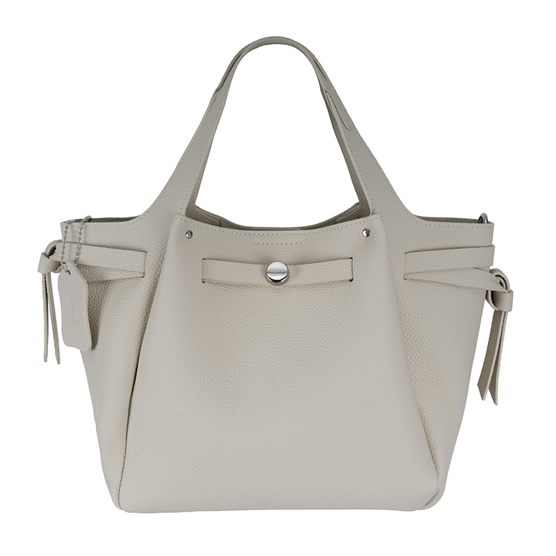 Milk Apricot Lychee-Textured Drawstring Handbag