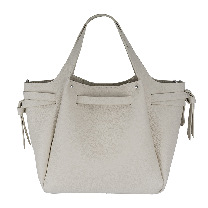 Milk Apricot Lychee-Textured Drawstring Handbag
