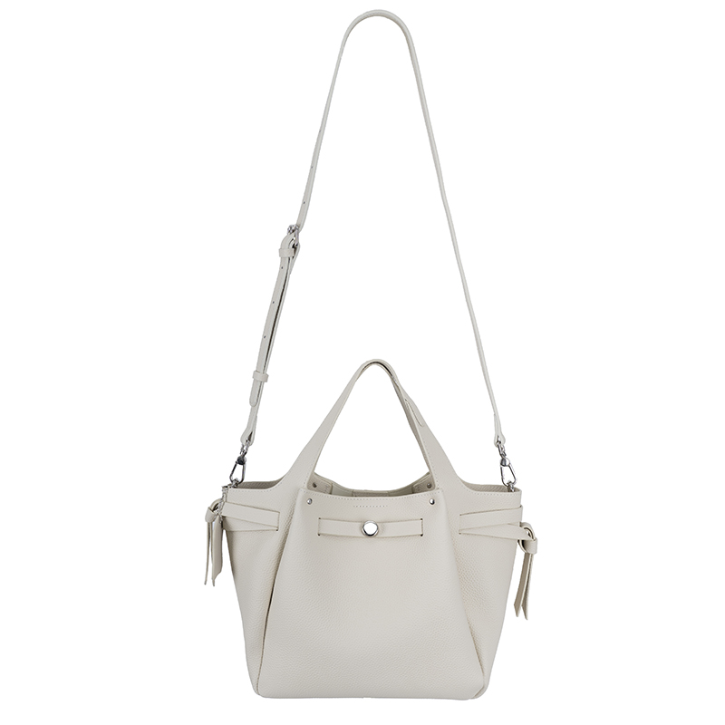 Milk Apricot Lychee-Textured Drawstring Handbag