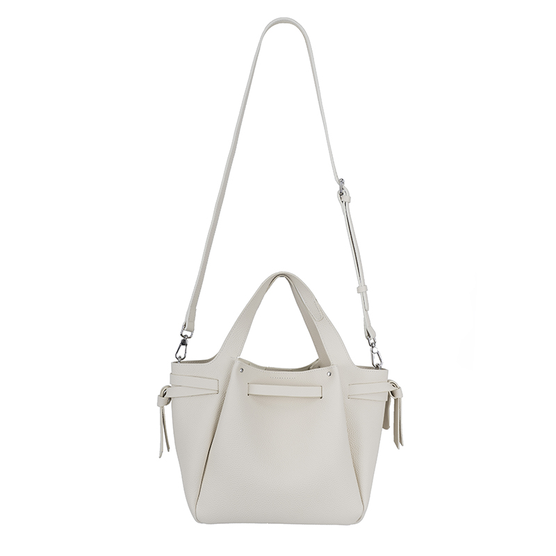 Milk Apricot Lychee-Textured Drawstring Handbag