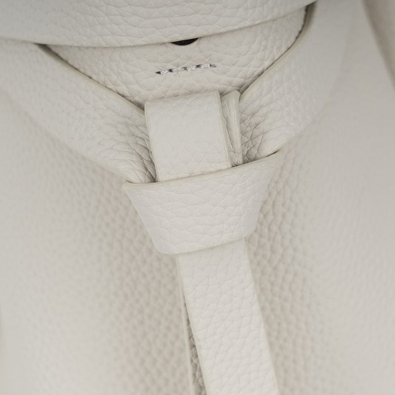 Milk Apricot Lychee-Textured Drawstring Handbag