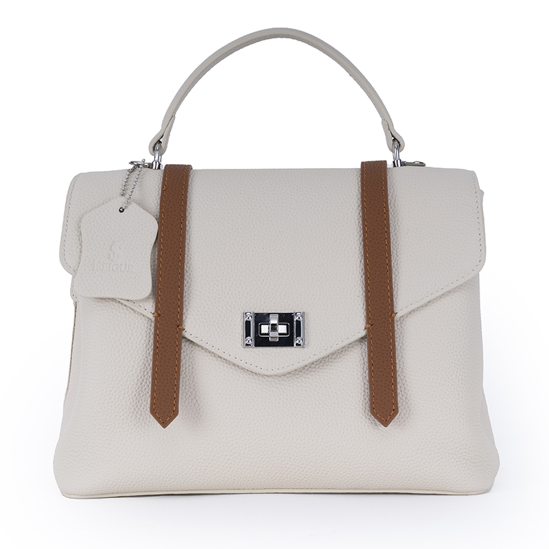 Milk White Brown-Trim Dual-Use Bag