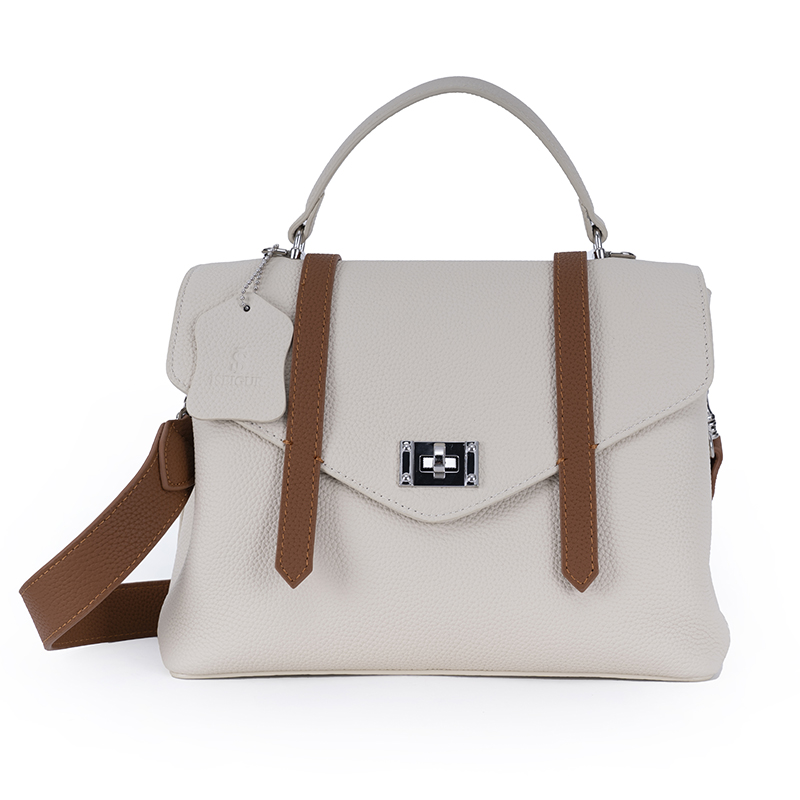 Milk White Brown-Trim Dual-Use Bag