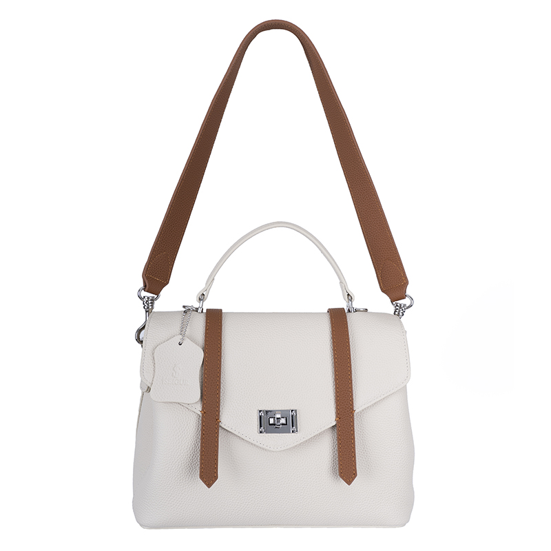 Milk White Brown-Trim Dual-Use Bag