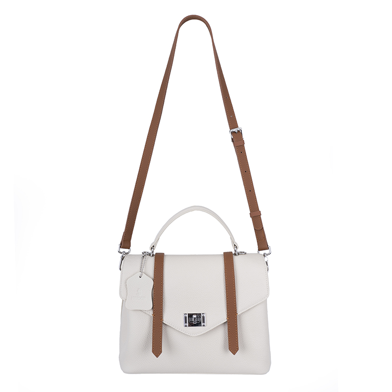 Milk White Brown-Trim Dual-Use Bag
