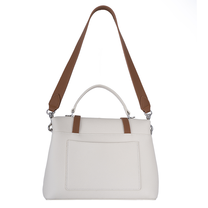 Milk White Brown-Trim Dual-Use Bag