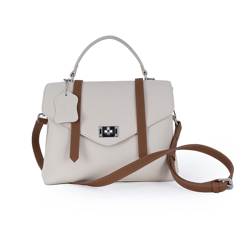Milk White Brown-Trim Dual-Use Bag