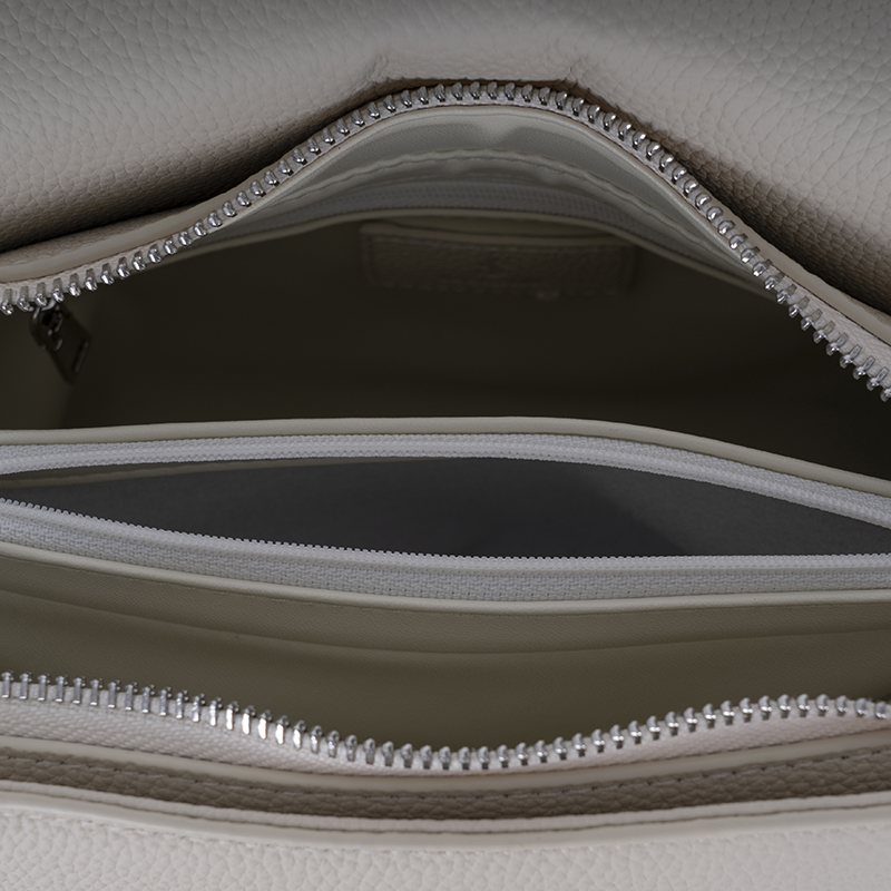 Milk White Brown-Trim Dual-Use Bag