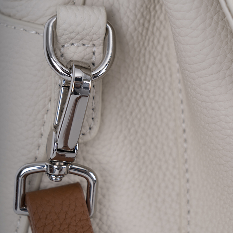 Milk White Brown-Trim Dual-Use Bag