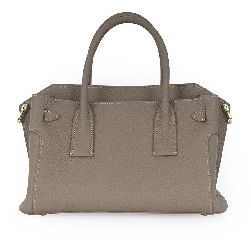 Fog Gray Gold-Buckle Handbag