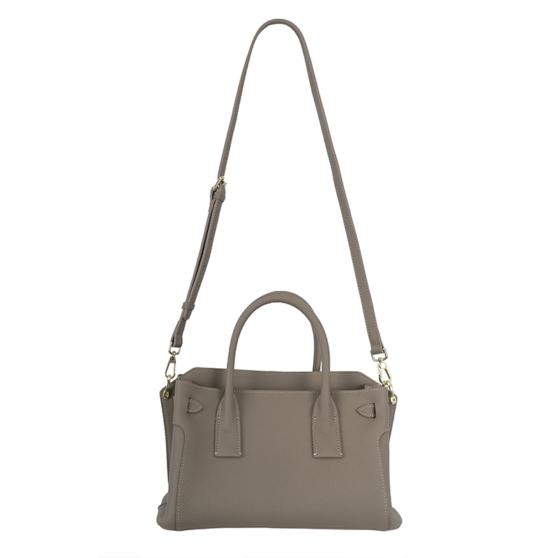 Fog Gray Gold-Buckle Handbag