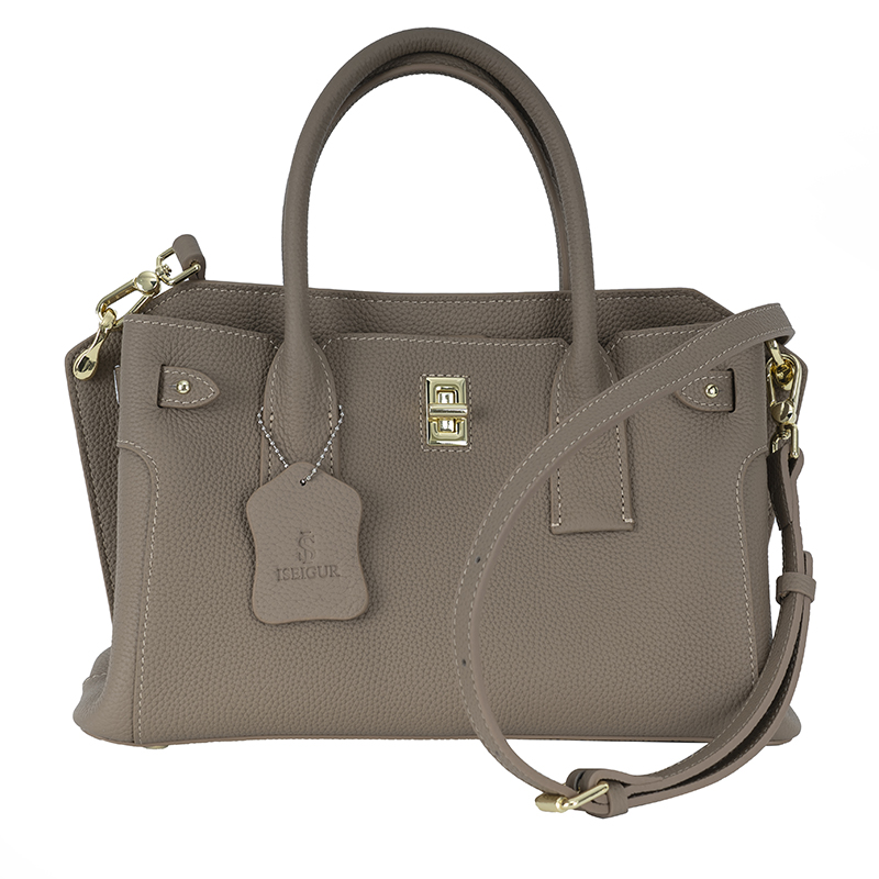 Fog Gray Gold-Buckle Handbag