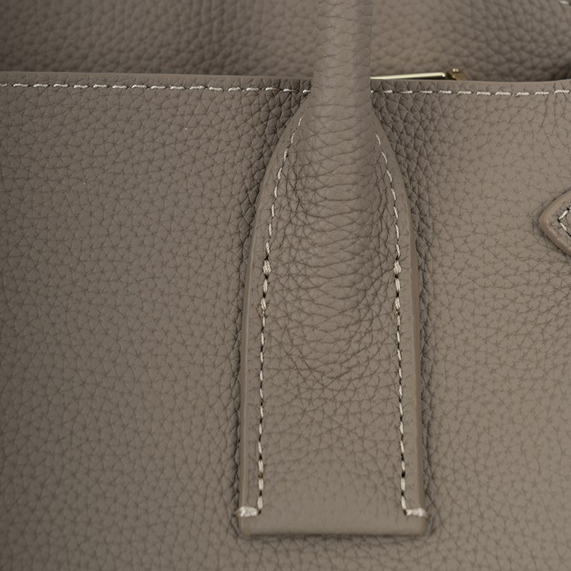 Fog Gray Gold-Buckle Handbag