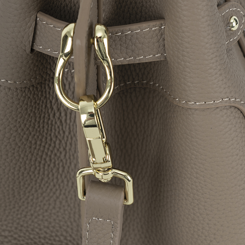 Fog Gray Gold-Buckle Handbag