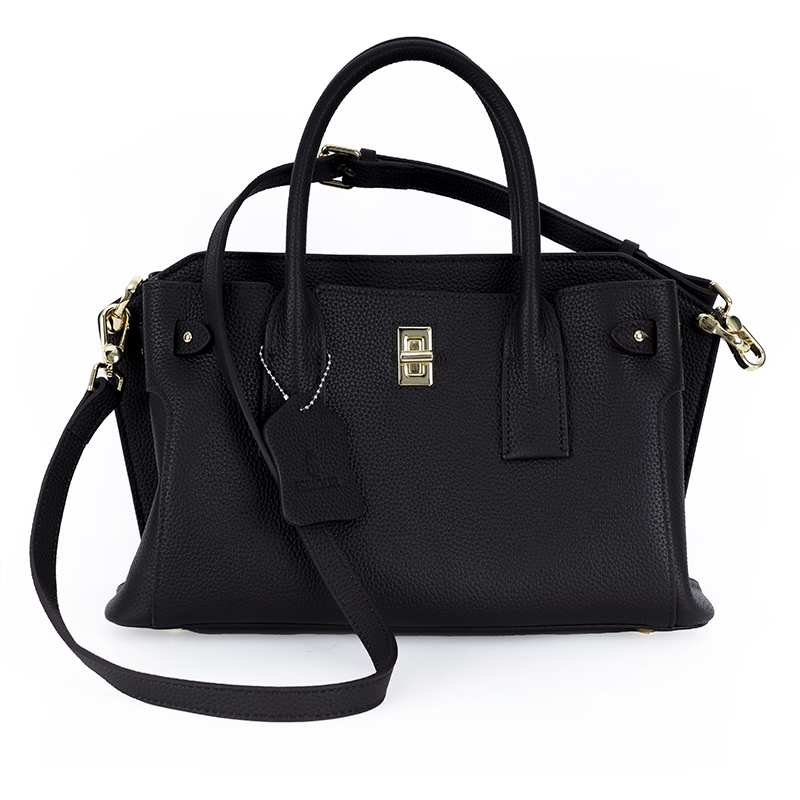 Obsidian Black Gold-Buckle Handbag
