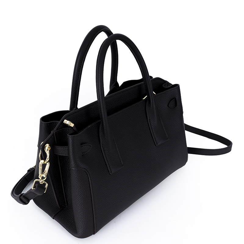 Obsidian Black Gold-Buckle Handbag