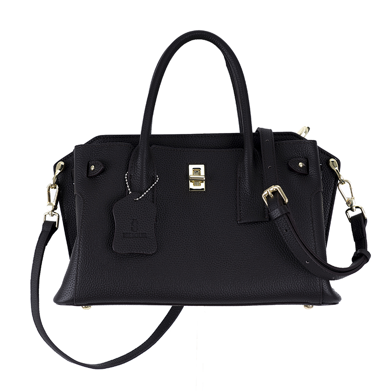 Obsidian Black Gold-Buckle Handbag