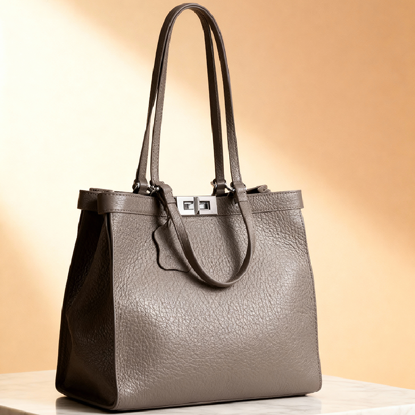 Light Gray Textured Tote Bag