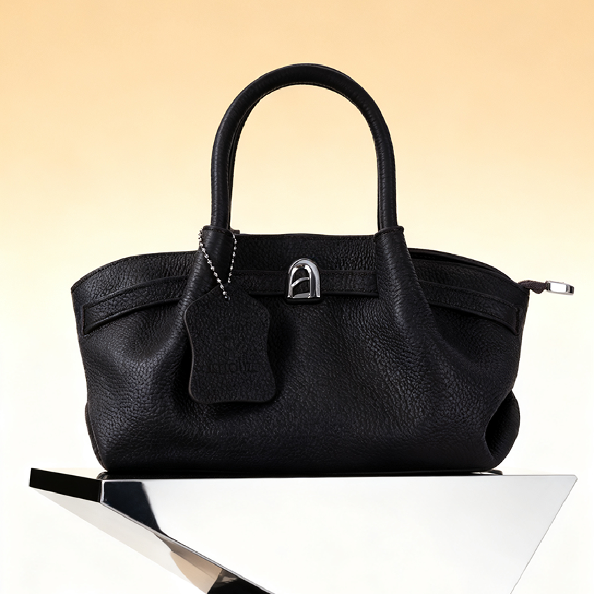 Obsidian Black Lychee-Textured Handbag