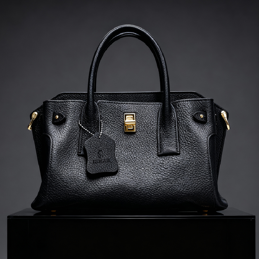 Obsidian Black Gold-Buckle Handbag