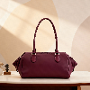 Wine Red Pleated Tote Bag - view 1